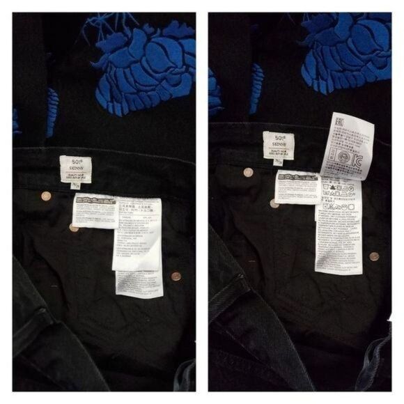 Levi's Embroidered 501 Skinny Made and Crafted Jeans Black Women's Size 26/28 - Picture 6 of 8